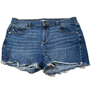 Old Navy Boyfriend Distressed Cut Off Denim Blue Jeans Women Size 16